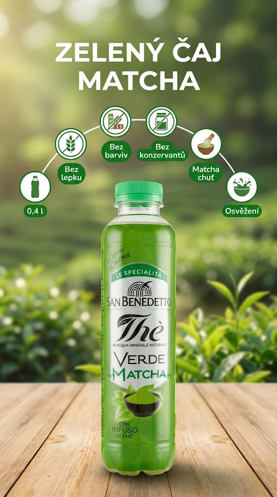 San Benedetto ledový zelený čaj Matcha 0,4 l - mobilní infografika