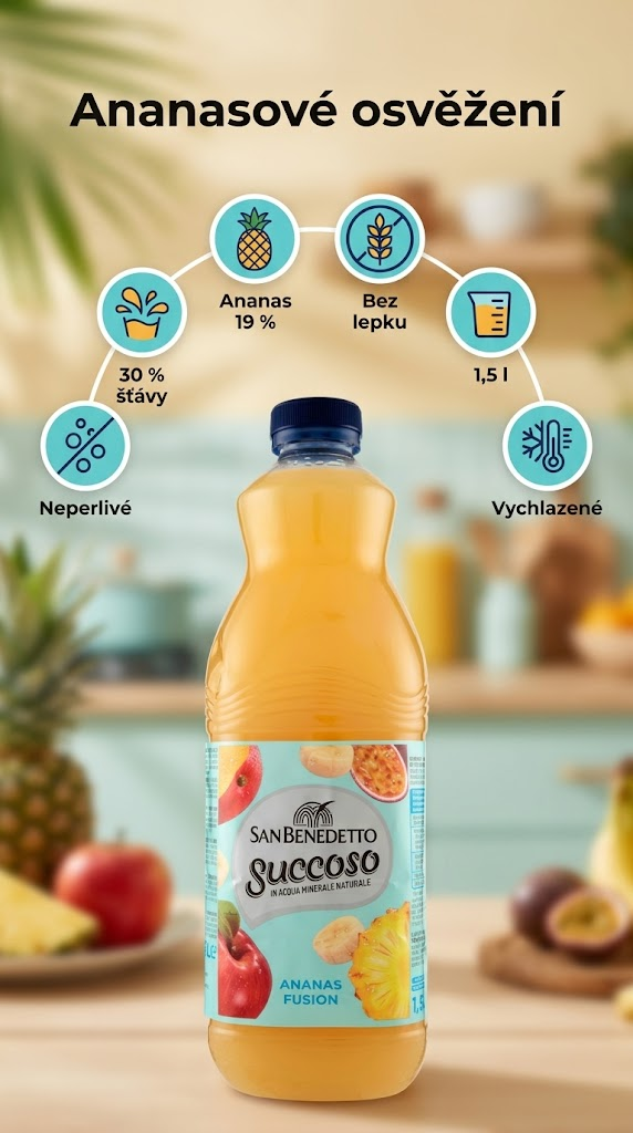 San Benedetto Succoso Ananas Fusion - mobilní infografika