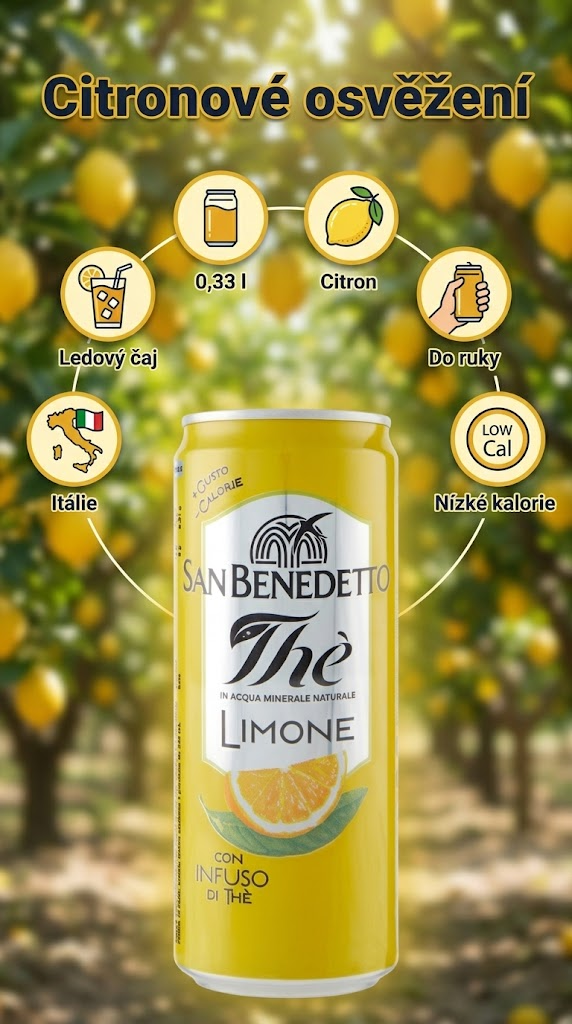 San Benedetto ledový čaj s citronem v plechovce 0,33 l - mobilní infografika