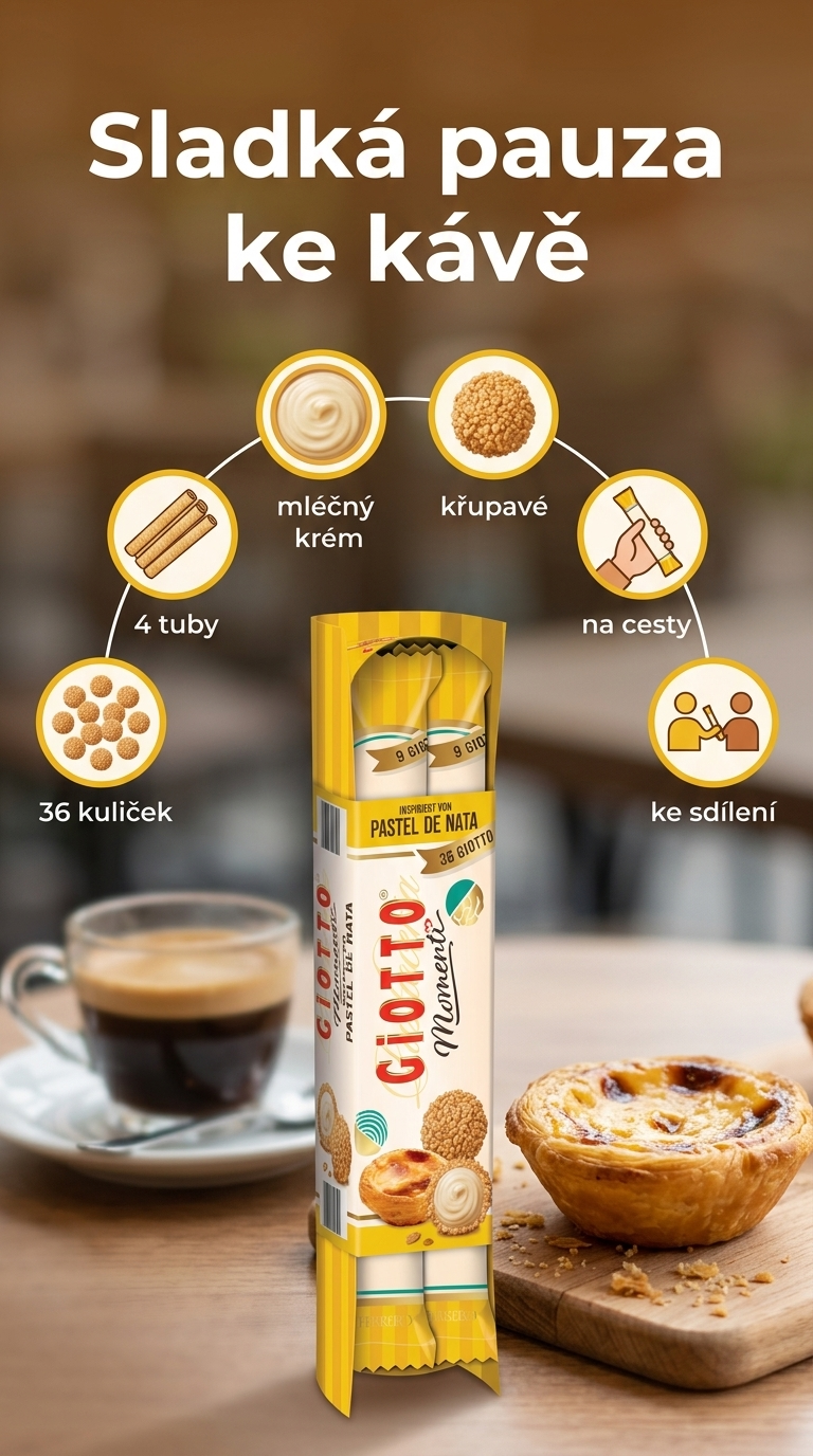 Giotto Momenti Pastel de Nata plněné kuličky 4x9 ks, 154 g - mobilní infografika