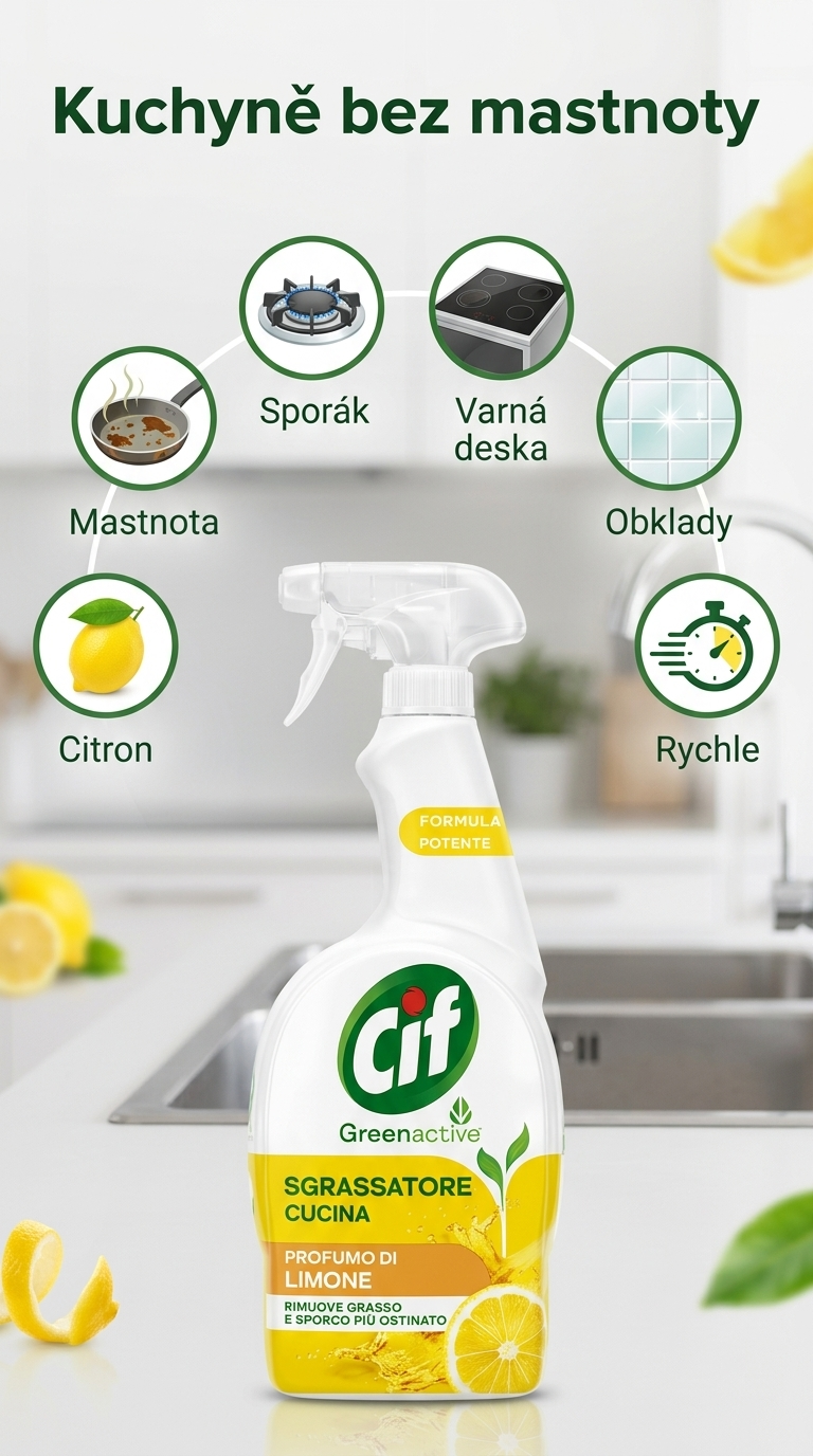 Cif Greenactive kuchyňský odmašťovač - mobilní infografika