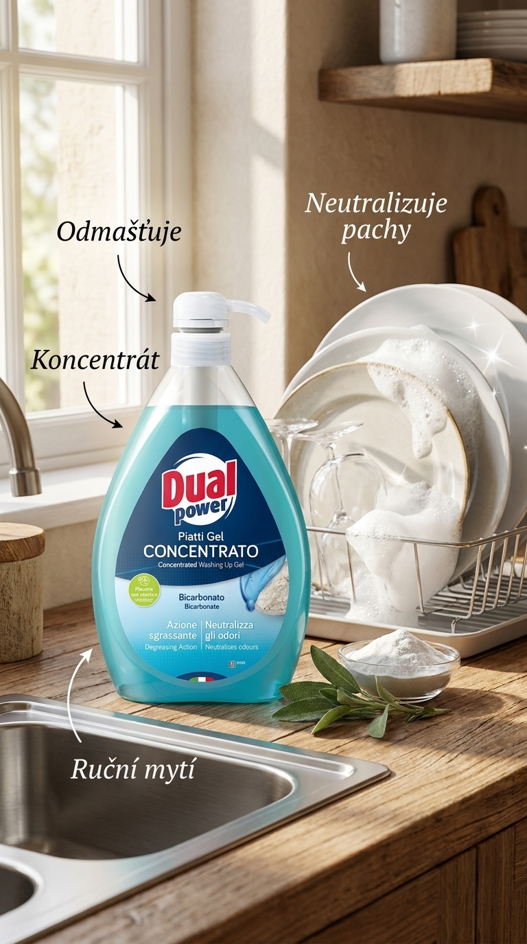Dual Power koncentrovaný gel na nádobí s jedlou sodou a šalvějí 1 l - lifestyle poster