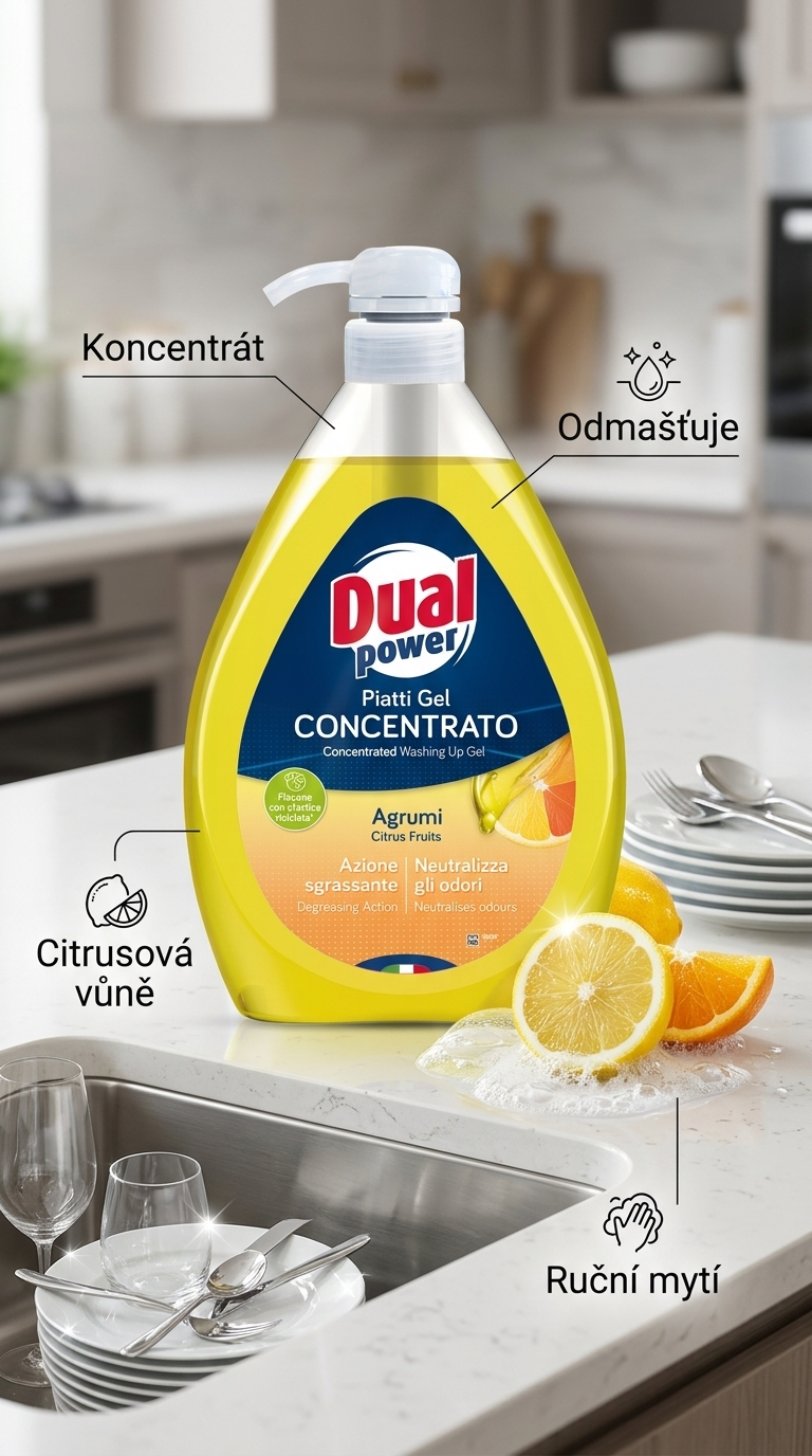 Dual Power koncentrovaný gel na mytí nádobí Agrumi 1 l - lifestyle poster