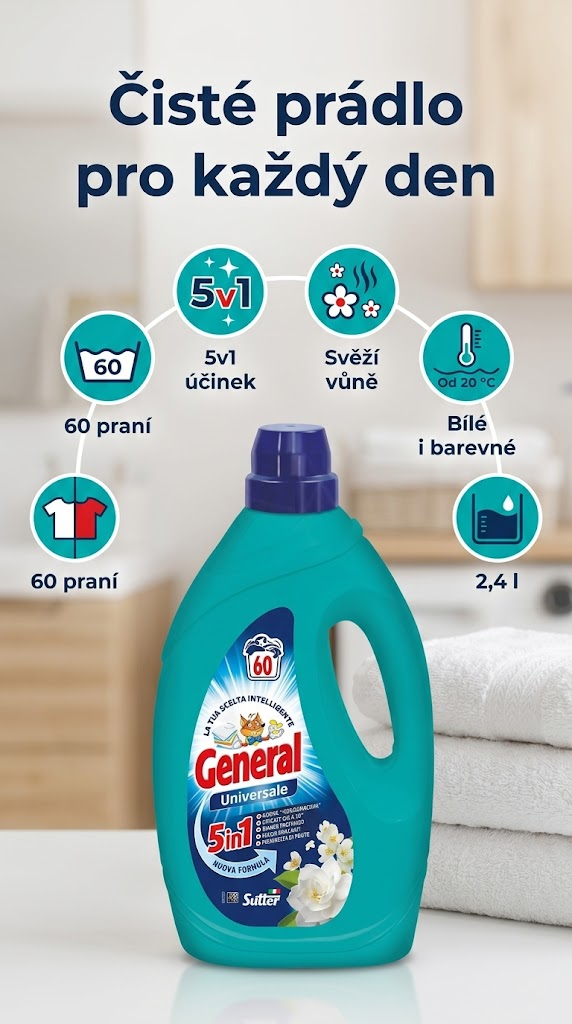 General Universale prací gel 5v1, 60 praní, 2,7 l - mobilní infografika