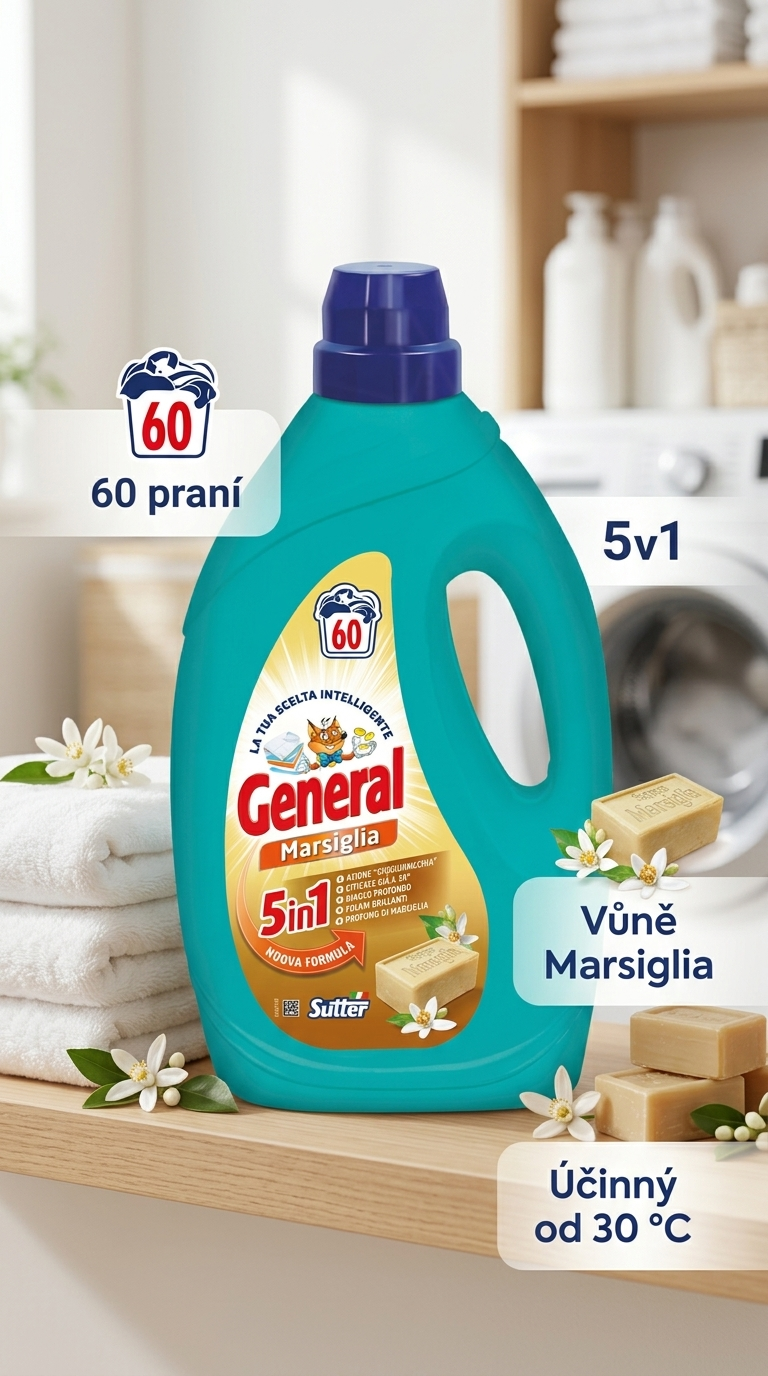 General prací gel Marsiglia s marseillským mýdlem, 60 praní, 2,7 l - lifestyle poster