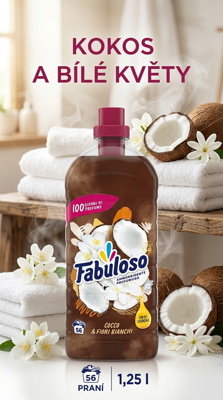 Fabuloso koncentrovaná aviváž kokos a bílé květy 1,25 l, 56 praní - lifestyle poster