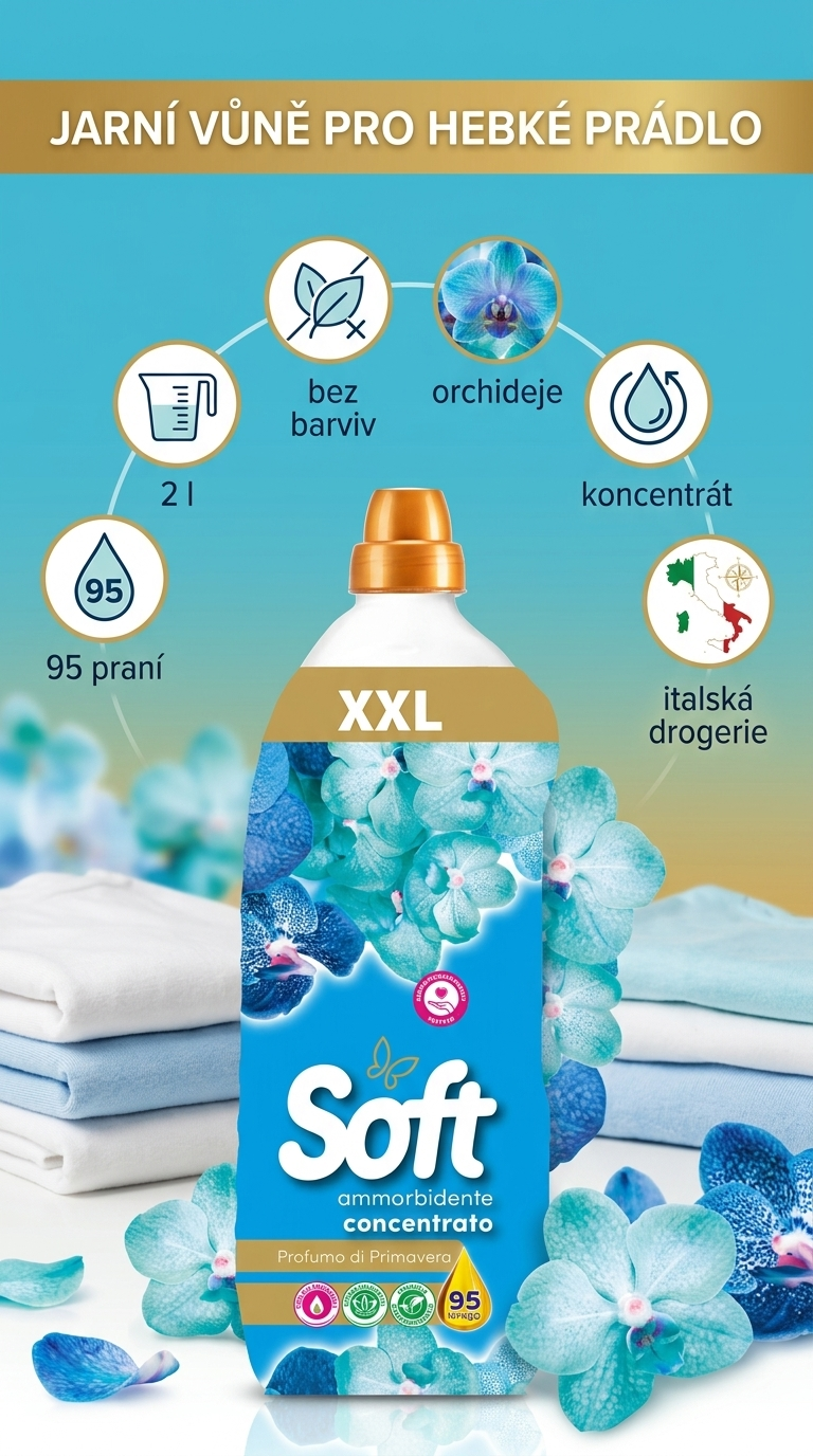 Soft koncentrovaná aviváž s jarní vůní 95 praní 2 l - mobilní infografika
