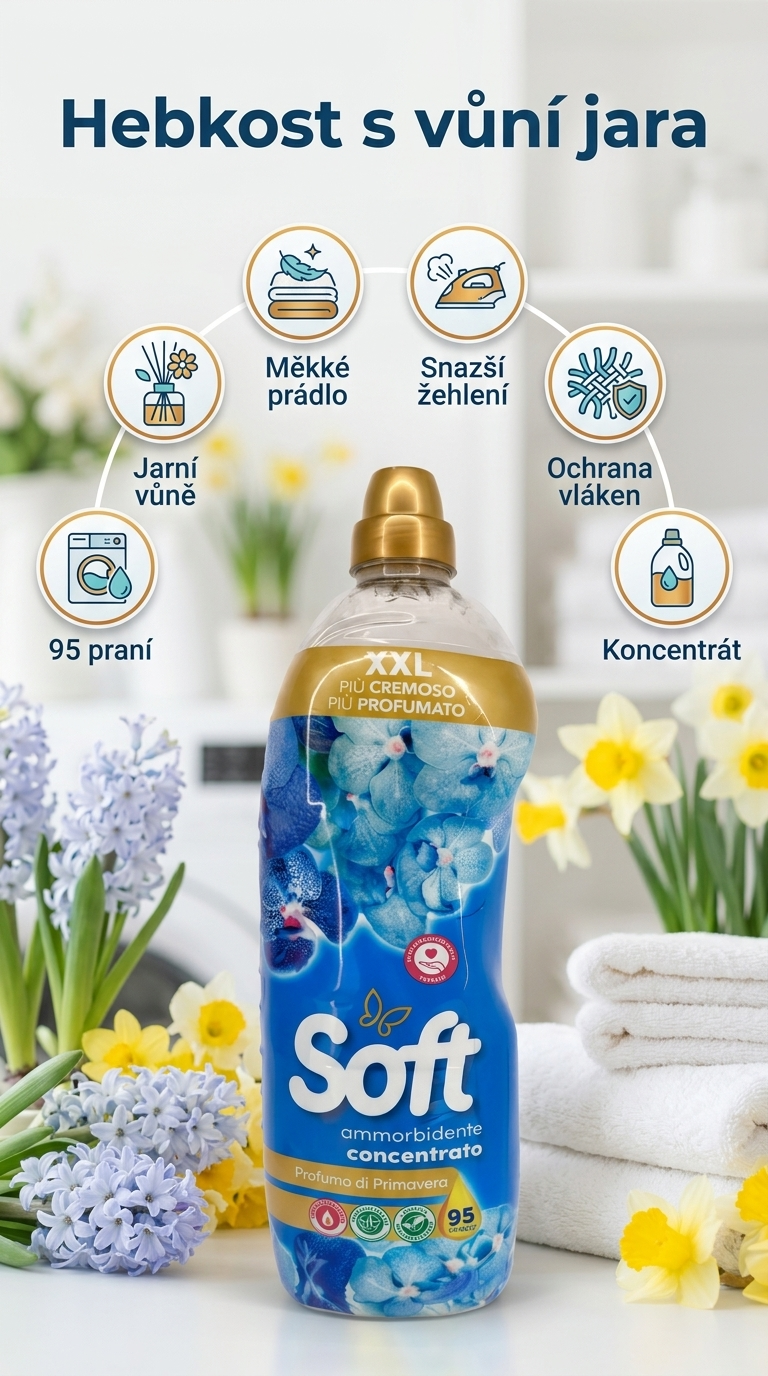 Soft koncentrovaná aviváž s jarní vůní 95 praní 2 l - mobilní infografika