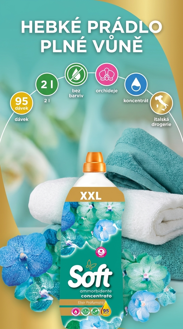 Soft Elisir Profumato koncentrovaná aviváž 95 dávek 2 l - mobilní infografika