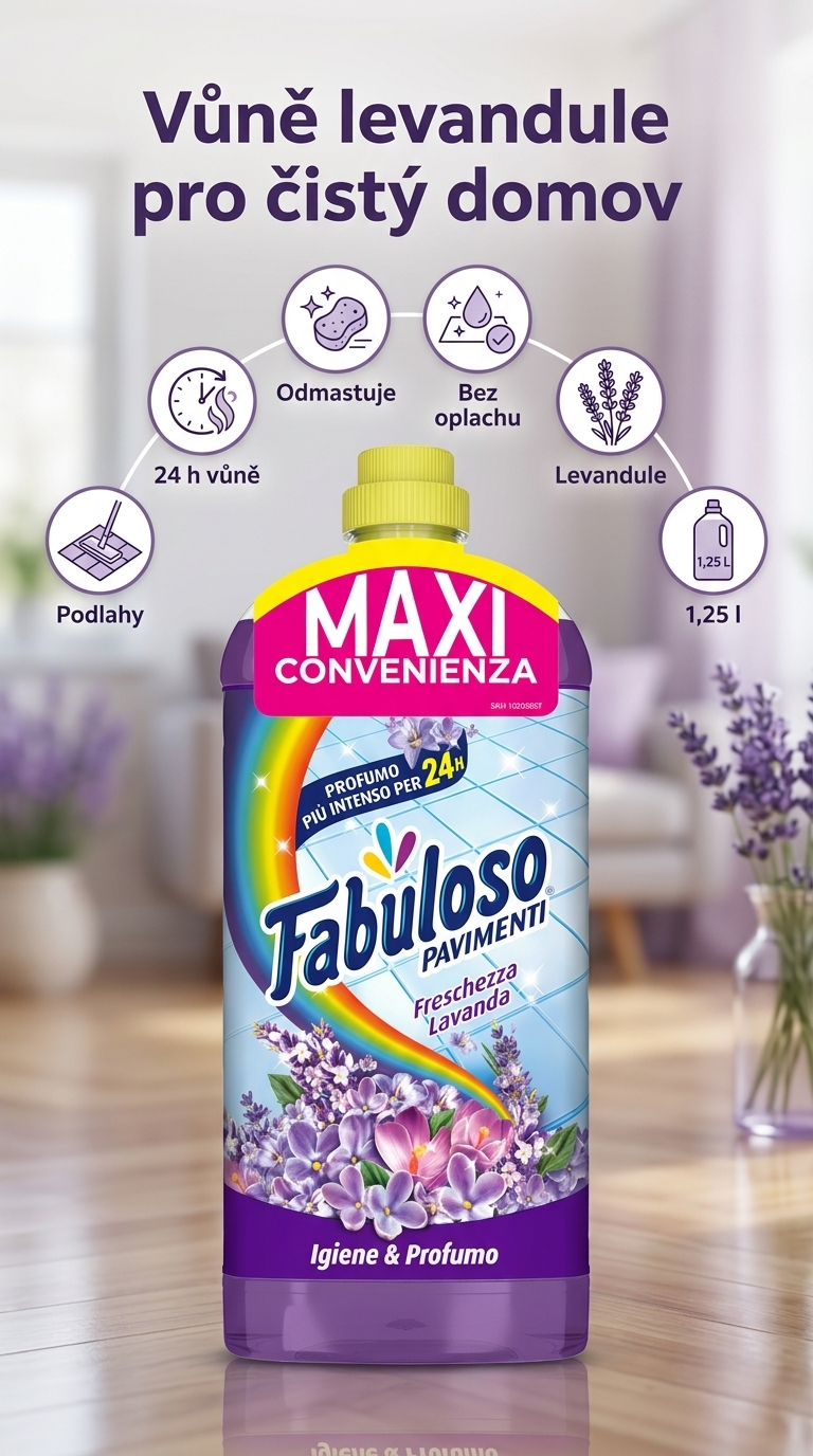 Fabuloso čistič na podlahy s vůní levandule 1,25 l - mobilní infografika