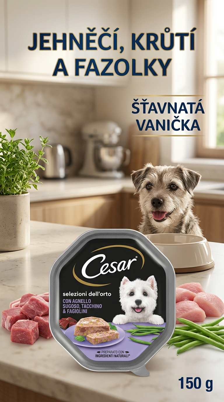Cesar paštika pro psy s jehněčím, krůtím masem a fazolkami 150 g - lifestyle poster