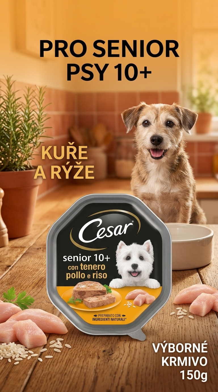 Cesar krmivo pro psy Senior 10+ s kuřecím masem a rýží 150 g - lifestyle poster