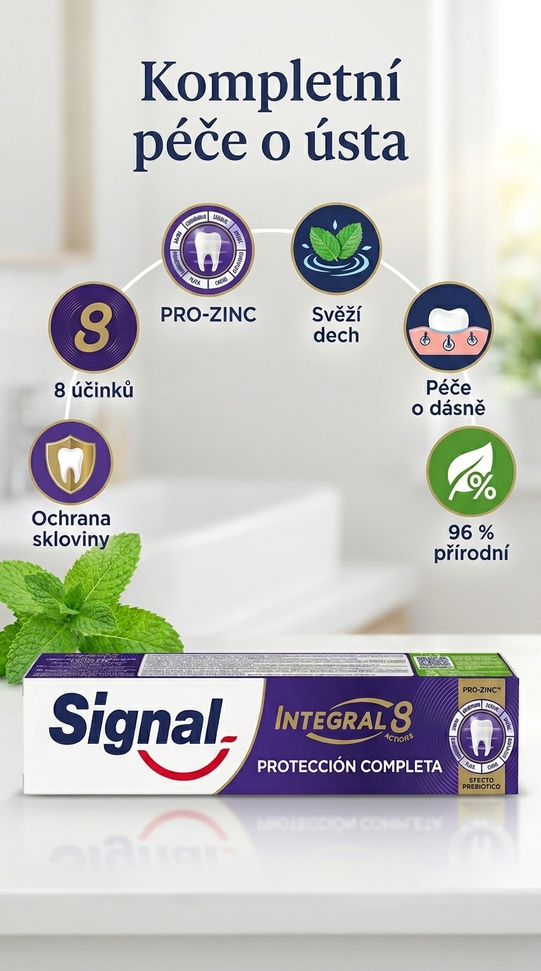 Signal Integral 8 Complete Pro Zinc zubní pasta 75 ml - mobilní infografika