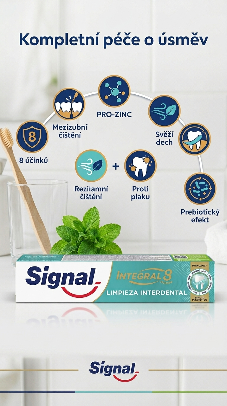 Signal Integral 8 Interdental Pro Zinc zubní pasta 75 ml - mobilní infografika