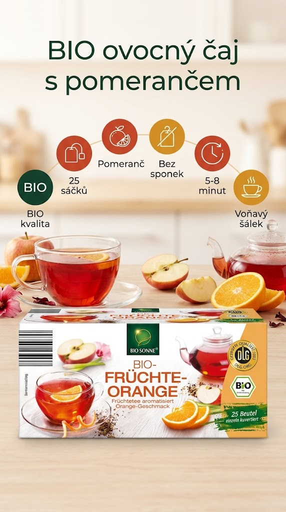 Bio Sonne BIO ovocný čaj s pomerančem 25 ks, 56,25 g - mobilní infografika