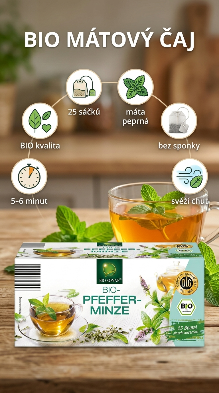 Bio Sonne BIO mátový čaj 25 ks, 56,25 g - mobilní infografika