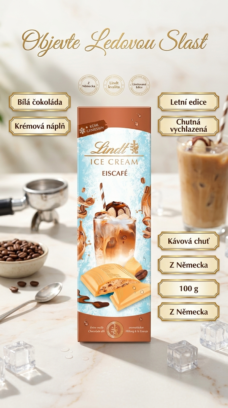 Lindt Ice Cream bílá čokoláda s kávovou náplní 100 g - lifestyle poster