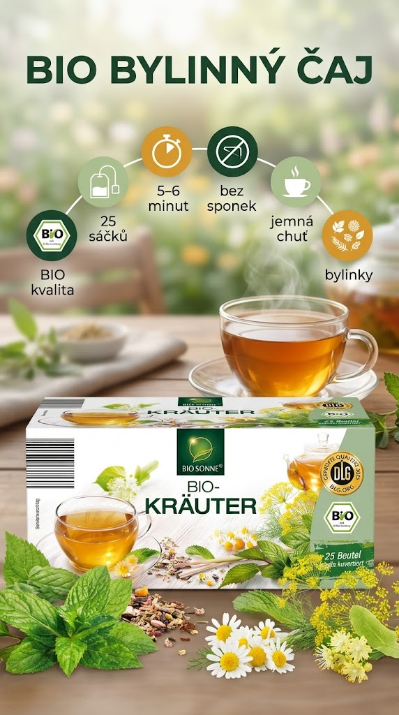 Bio Sonne BIO bylinný čaj 25 ks, 50 g - mobilní infografika