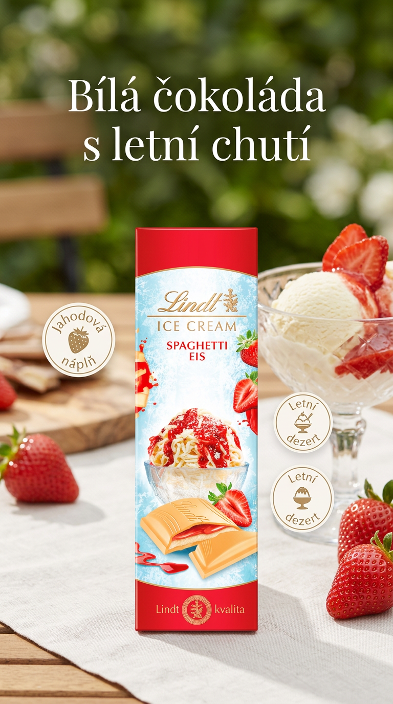 Lindt bílá čokoláda Špagetová zmrzlina 100 g - lifestyle poster