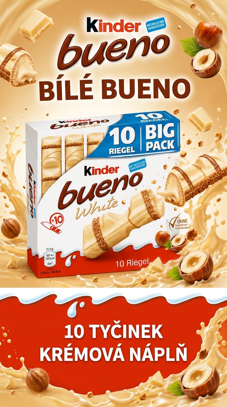 Kinder bueno White bílé oplatkové tyčinky 10 ks - lifestyle poster