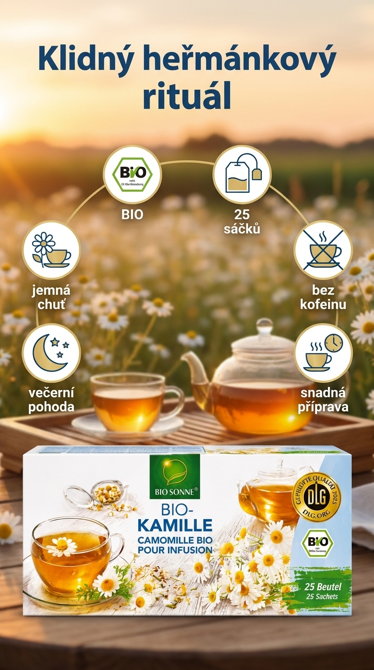 Bio Sonne BIO heřmánkový čaj 25 ks, 43,75 g - mobilní infografika