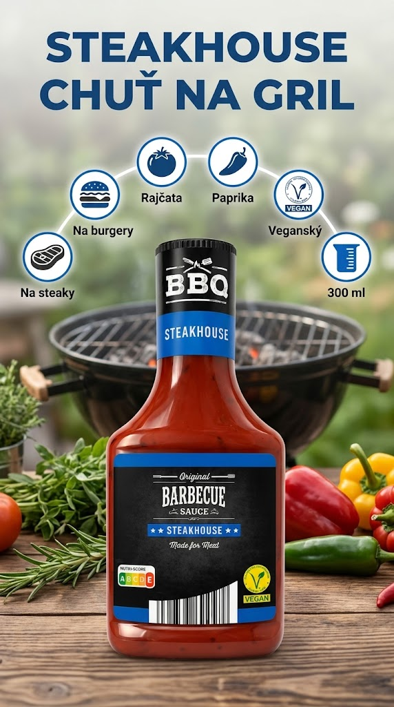 BBQ originální barbecue omáčka Steakhouse 300 ml - mobilní infografika