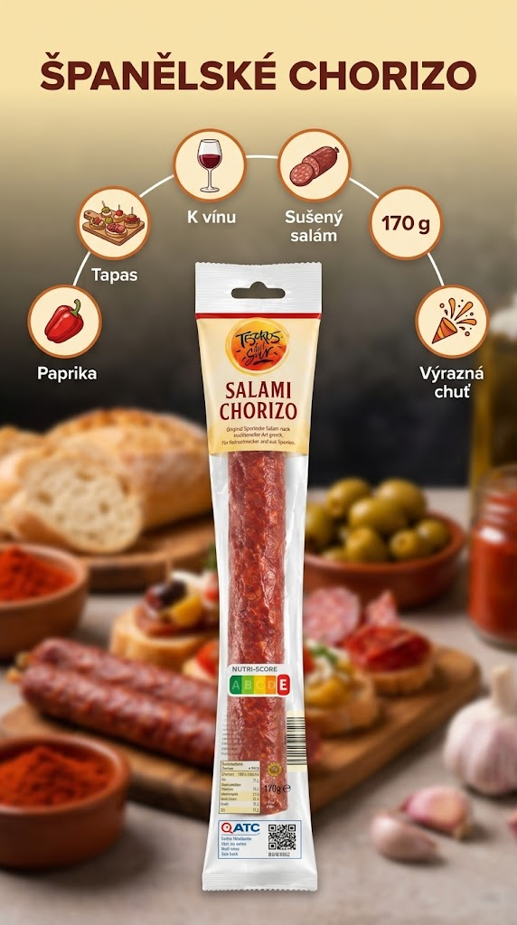Tesoros del Sur originální španělský salám Chorizo 170 g - mobilní infografika