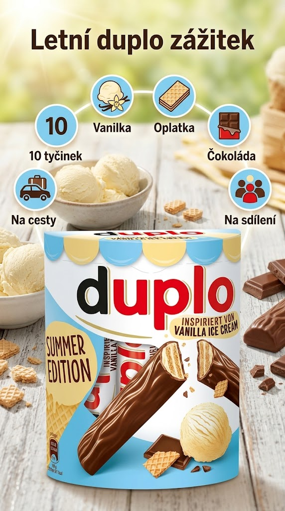 Duplo tyčinky Vanilla Ice Cream 10 ks, 182 g - mobilní infografika