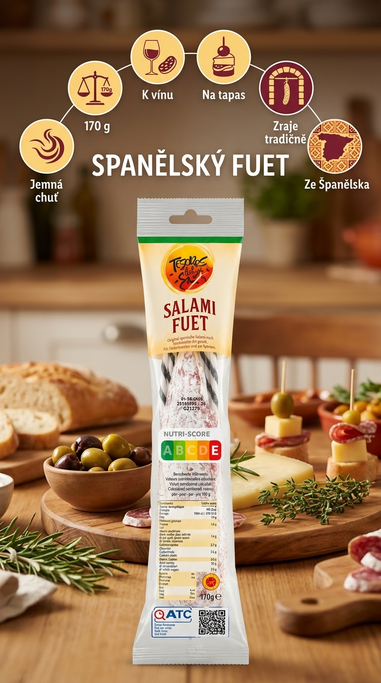 Tesoros del Sur španělský salám Fuet 170 g - mobilní infografika