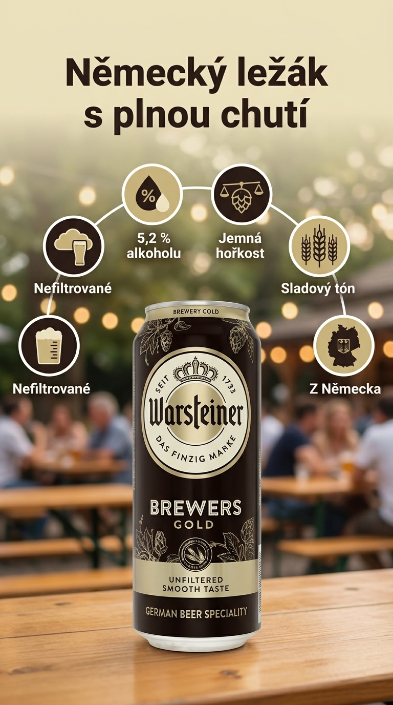 Warsteiner Brewers Gold nefiltrované pivo - mobilní infografika