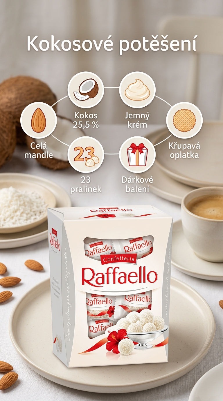 Raffaello kokosové pralinky 230 g - mobilní infografika
