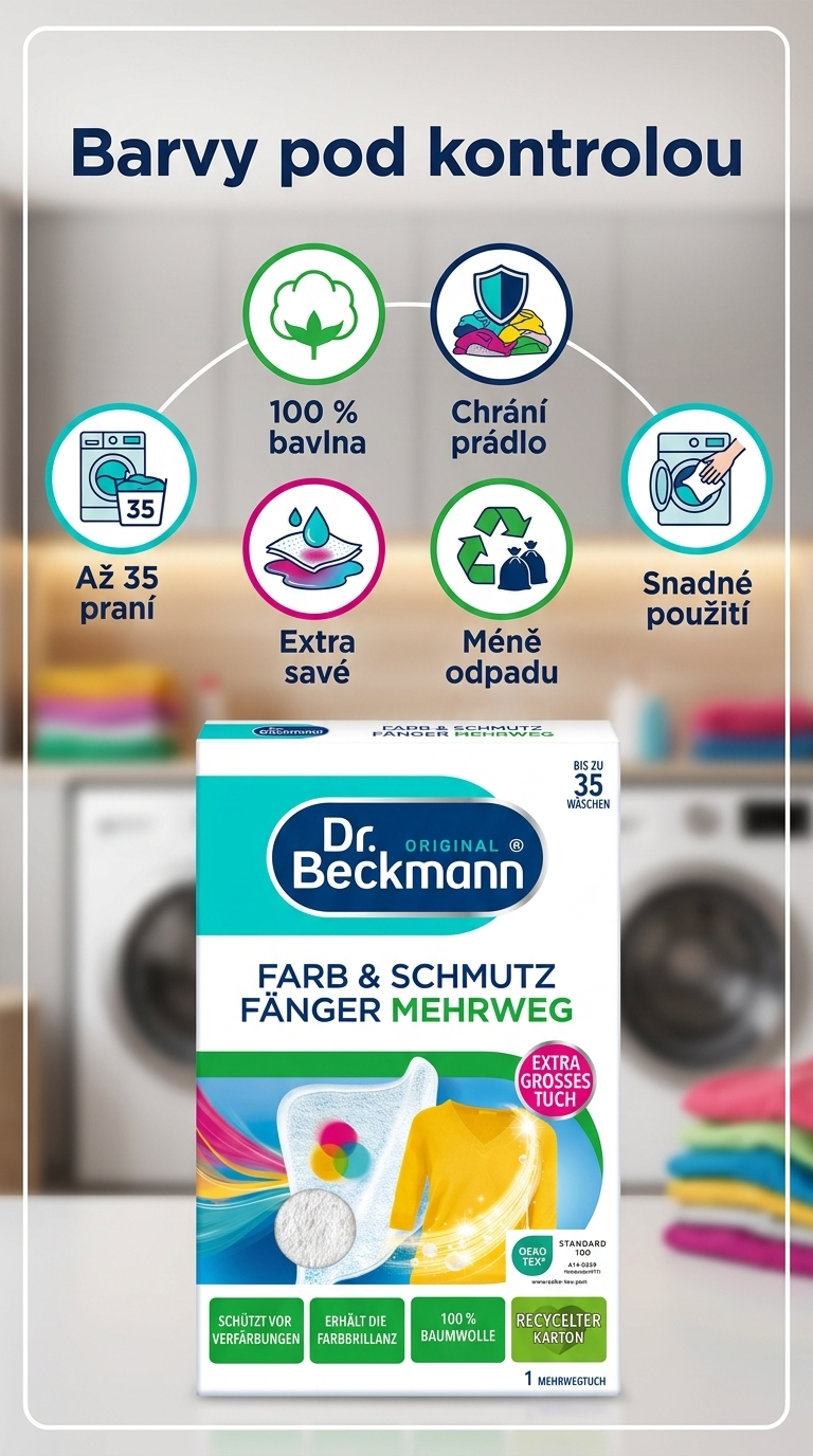 Dr. Beckmann opakovaně použitelný zachytávač barev a nečistot do praní 1 ks - mobilní infografika