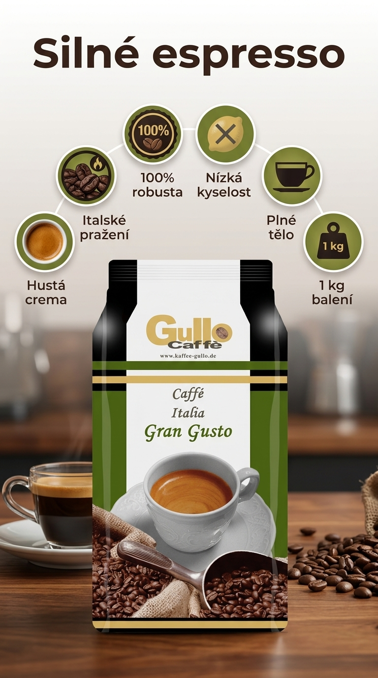 Gullo Caffe Italia Gran Gusto, zrnková káva 1 kg - mobilni infografika