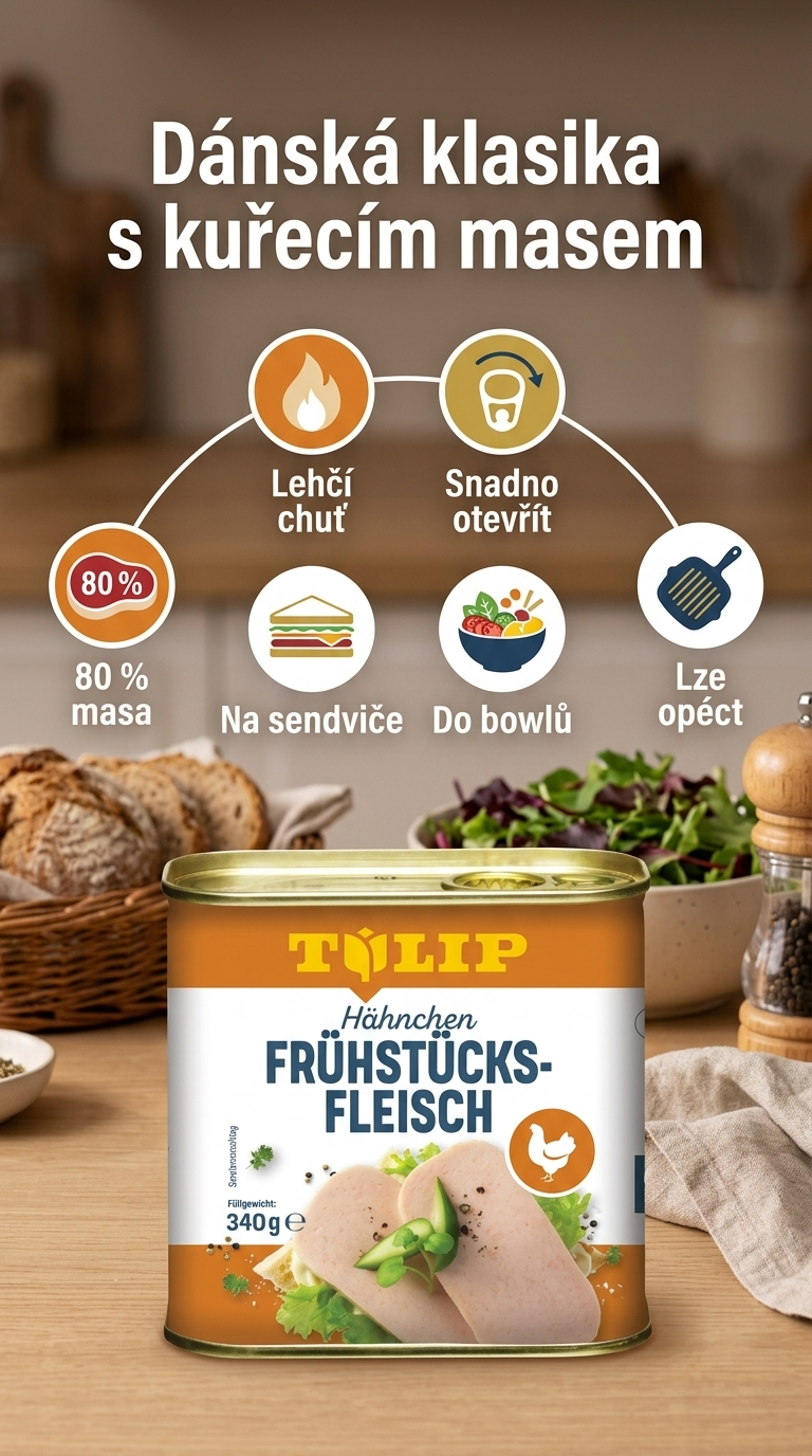 Tulip snídaňové kuřecí maso lunchmeat 340 g - mobilní infografika