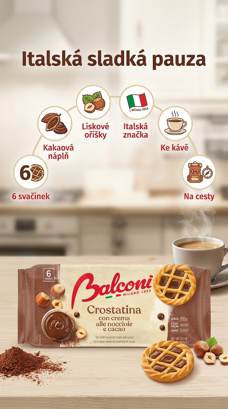 Balconi Crostatine kakaovo-oříškové tartaletky 240 g - mobilní infografika