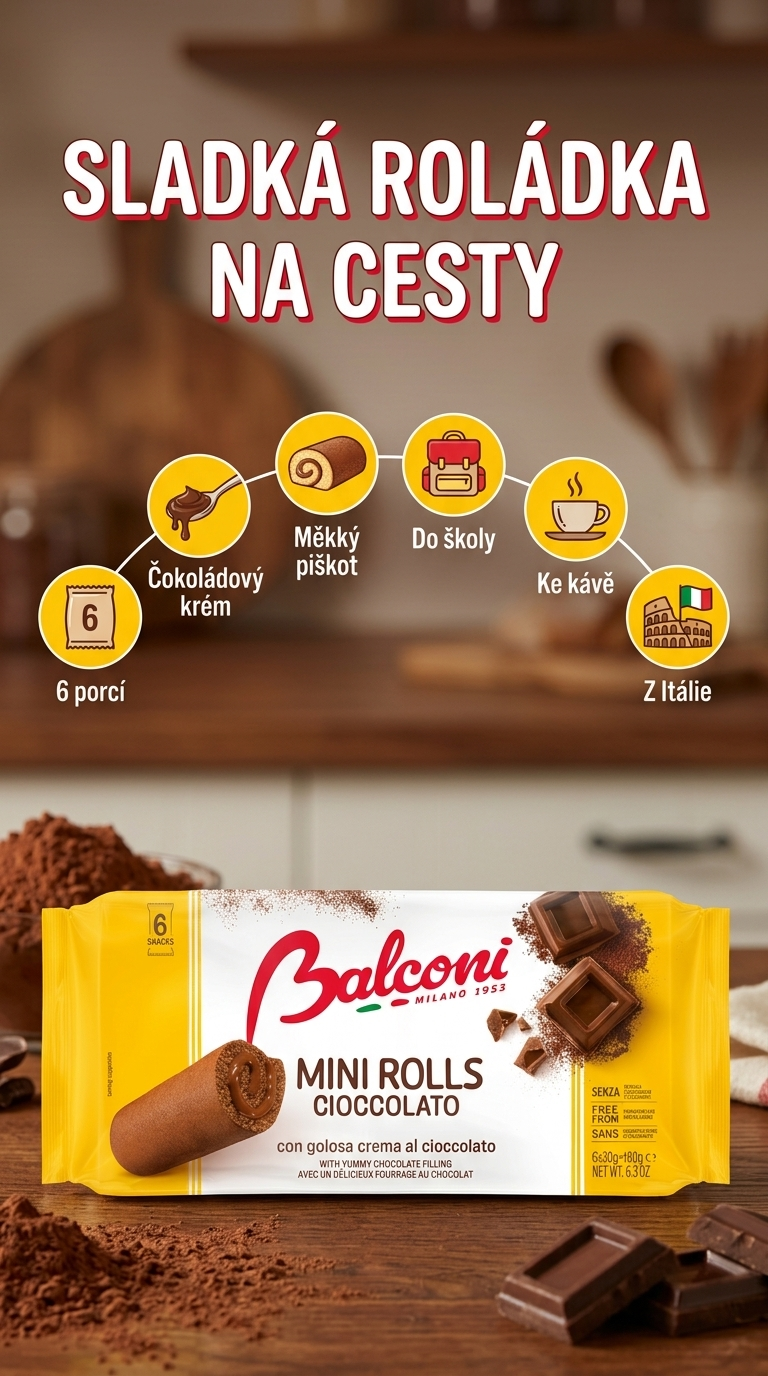 Balconi Mini Rolls Cioccolato - mobilní infografika