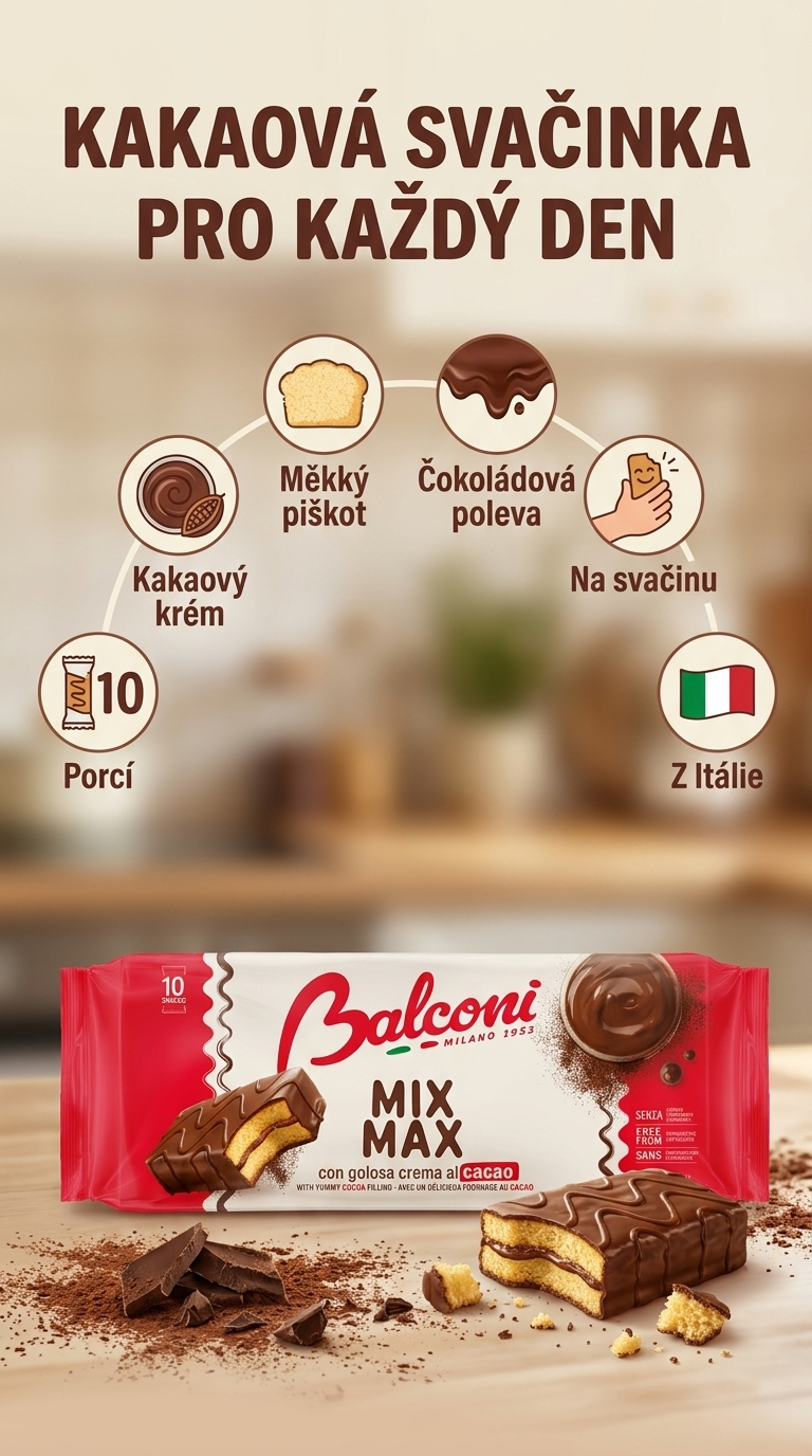 Balconi Mix Max kakaové řezy 10 ks 350 g - mobilní infografika
