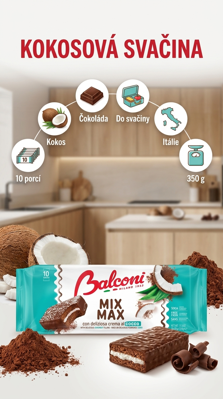 Balconi Mix Max kokosové řezy - mobilní infografika