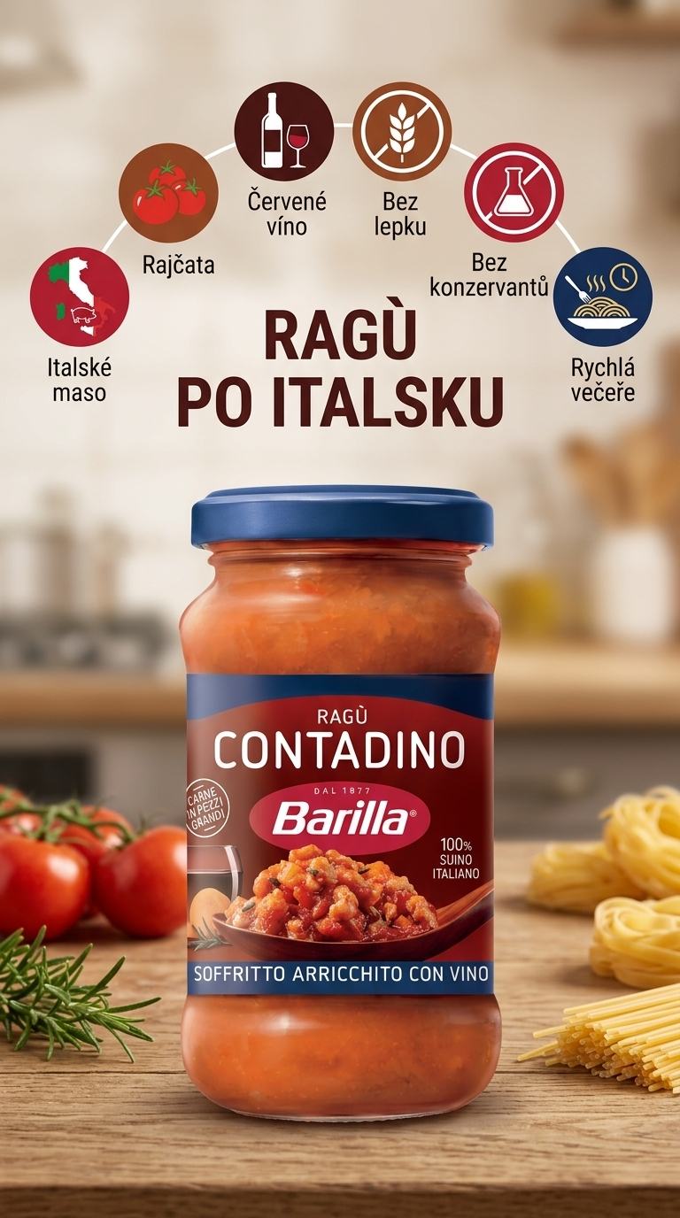 Barilla omáčka Ragú Contadino 300 g - mobilní infografika