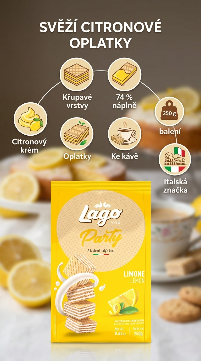 Gastone Lago Party citronové oplatky - mobilní infografika