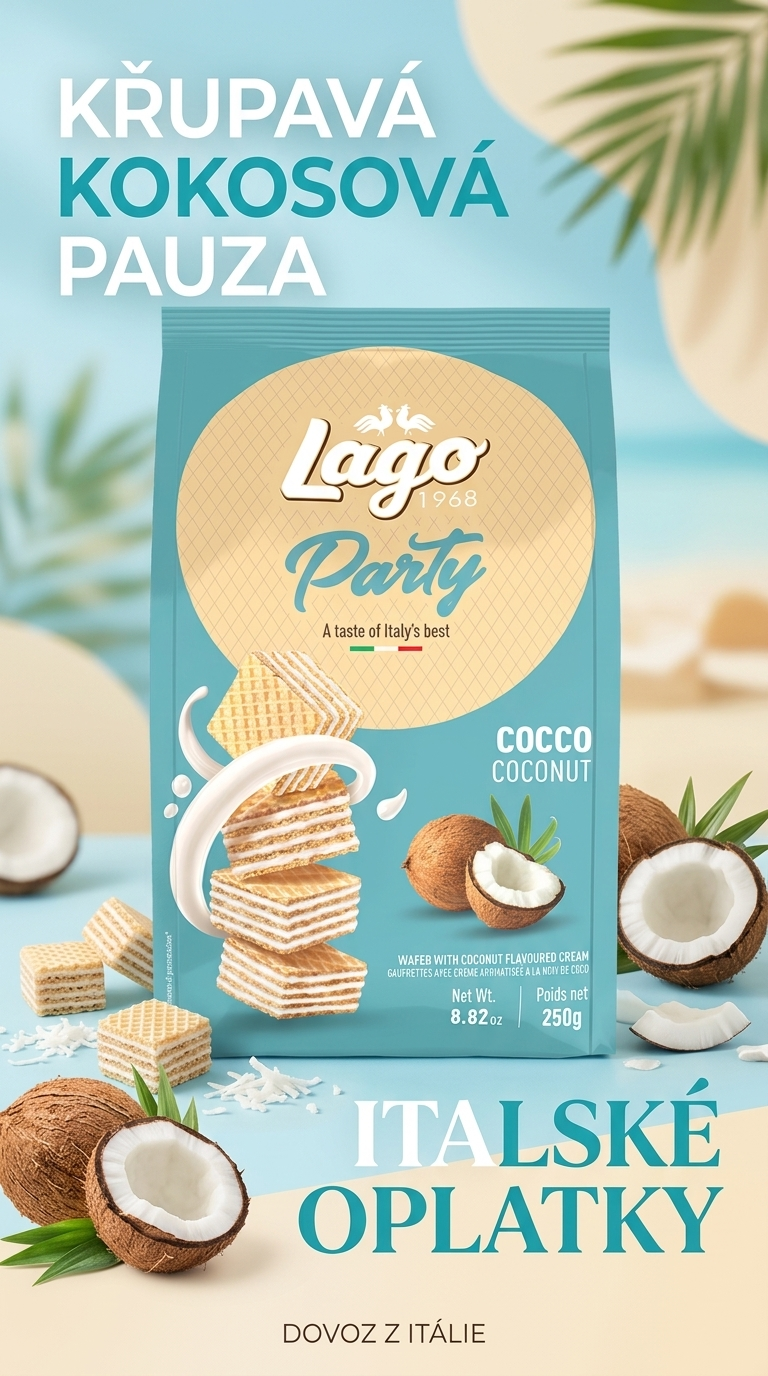 Lago Party Cocco oplatky s kokosovým krémem 250 g - lifestyle poster