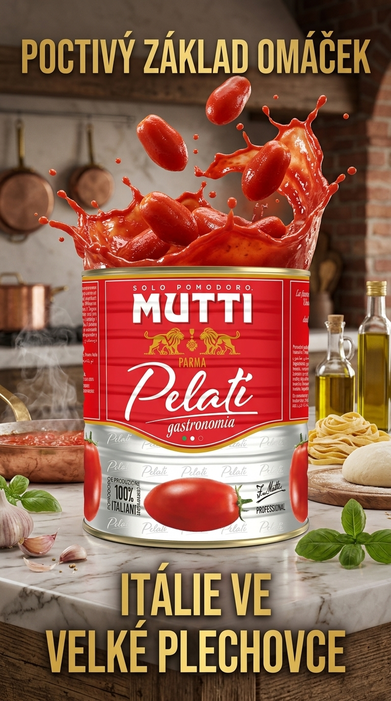 Mutti XL Pelati loupaná rajčata ve šťávě - lifestyle poster