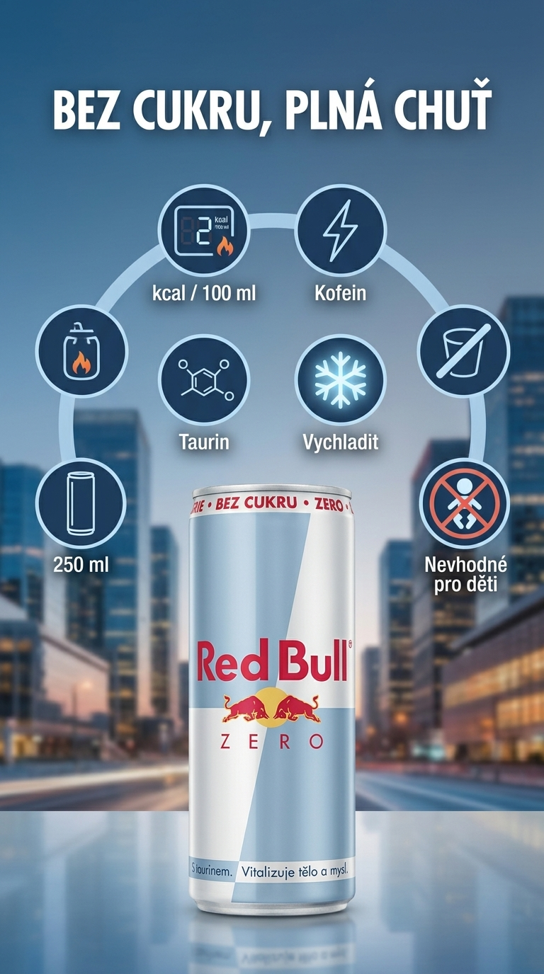 Red Bull Zero 250 ml - mobilní infografika