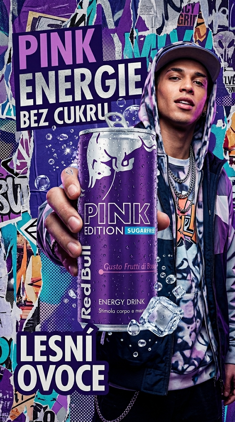 Red Bull Pink edice bez cukru - lifestyle poster