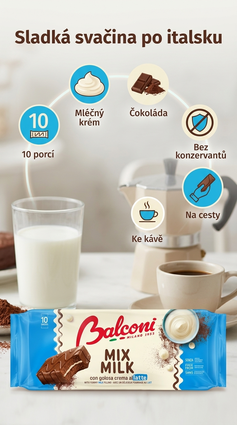 Balconi Mix Milk mléčné řezy s čokoládovou polevou 10 ks, 350 g - mobilni infografika