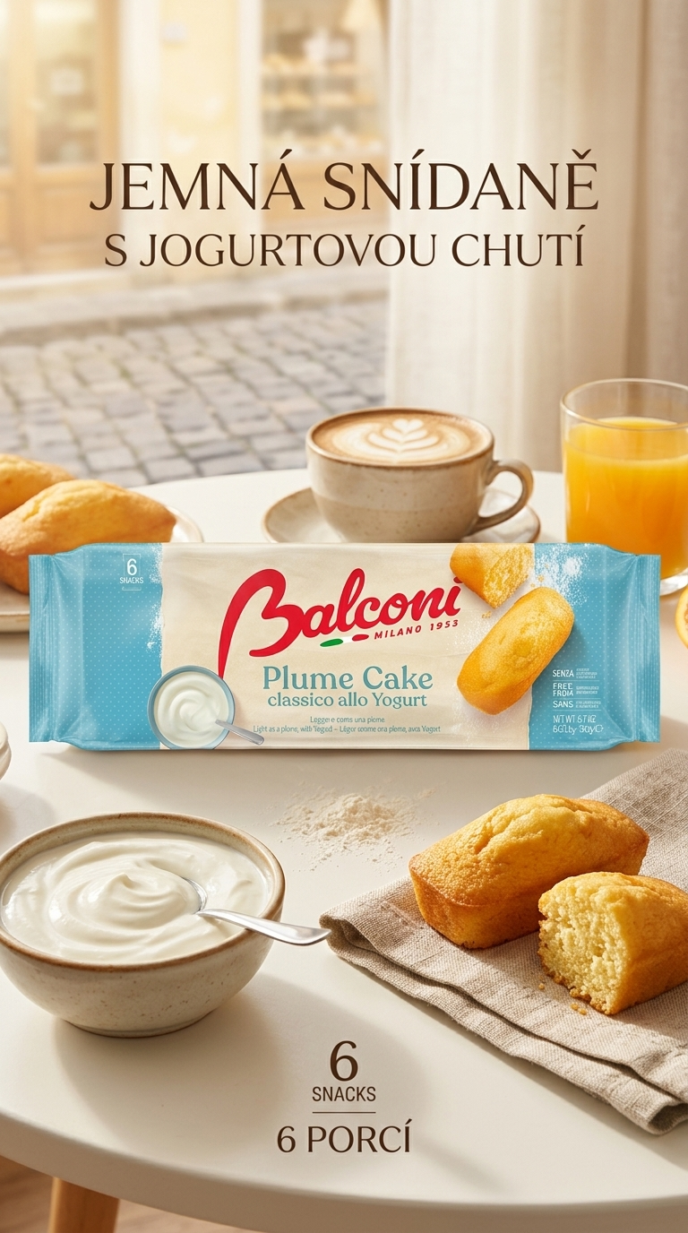 Balconi Plume Cake jogurtové piškotové dortíky 6 ks, 228 g - lifestyle poster