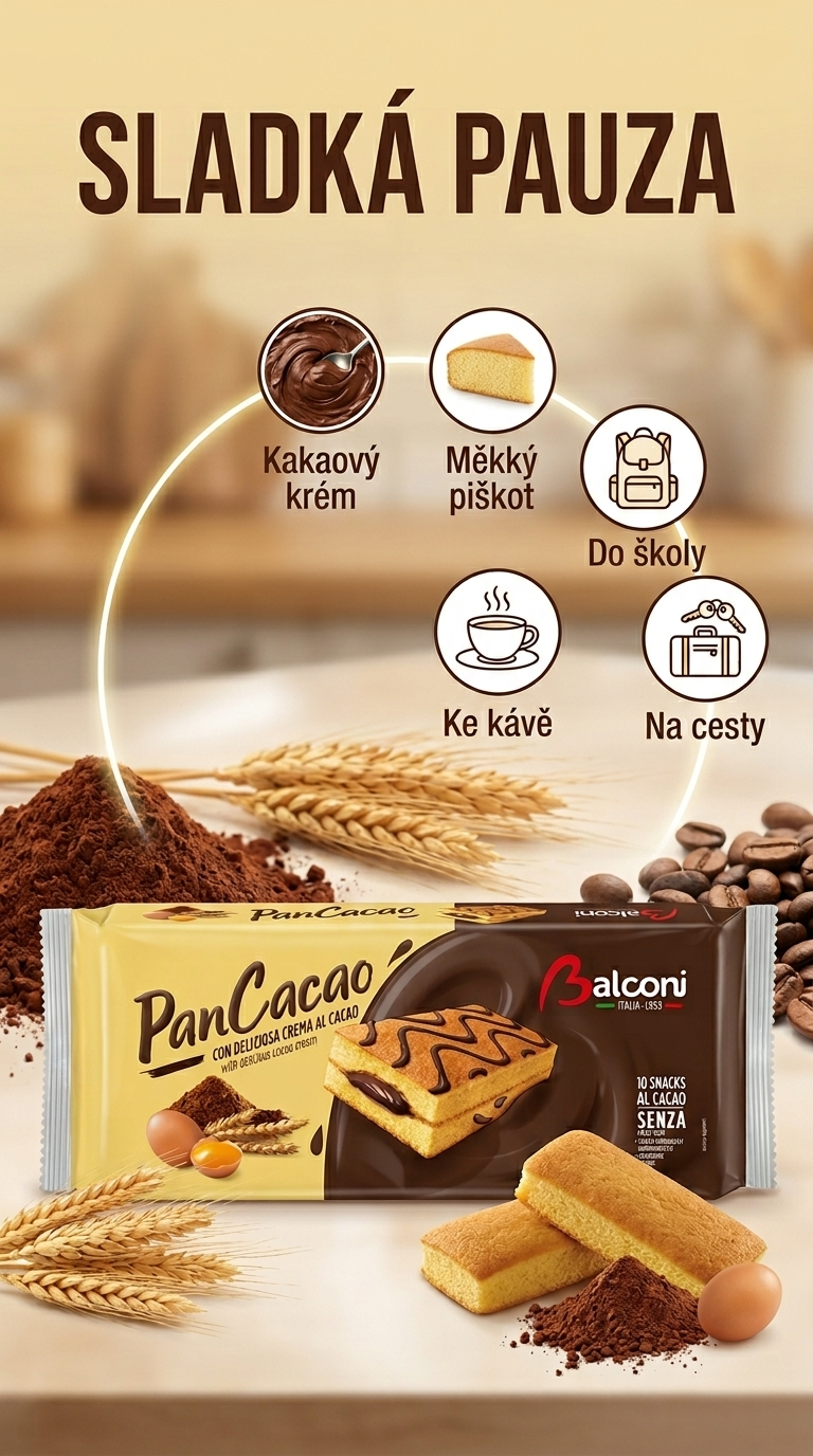 Balconi PanCacao kakaový piškotový řez 10 ks, 280 g - mobilní infografika