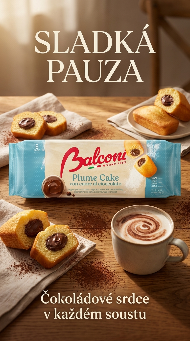 Balconi Plume Cake čokoládový moučník 6 ks, 228 g - lifestyle poster