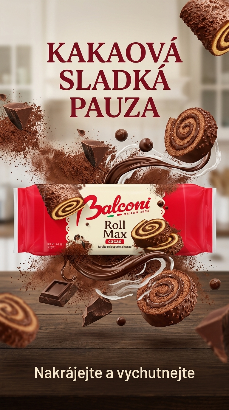 Balconi Roll Max kakaová roláda s čokoládovou polevou 300 g - lifestyle poster