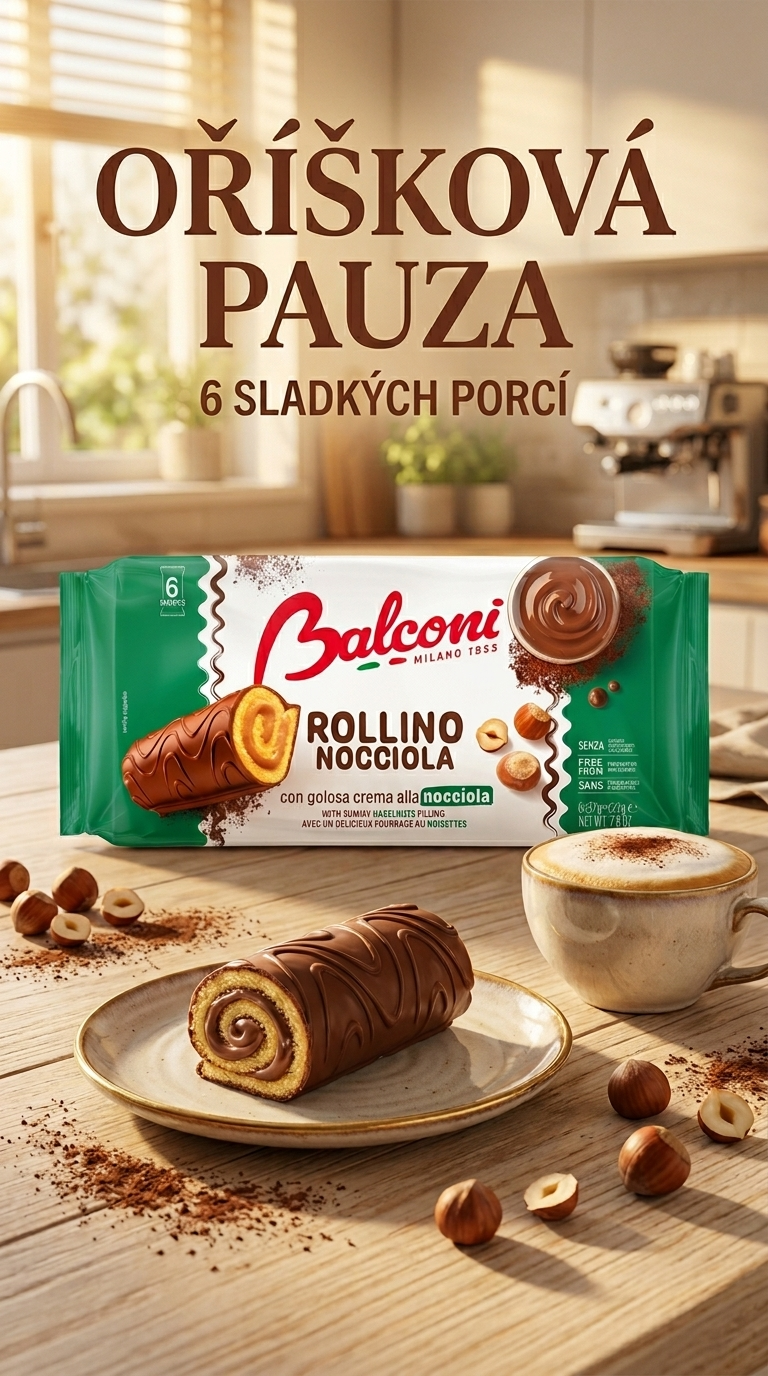 Balconi Rollino Nocciola čokoládové rolky s lískooříškovou náplní 6 ks, 222 g - lifestyle poster